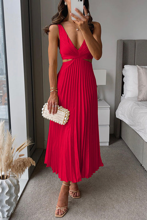 Vestido largo vaporoso para invitada de boda en Rojo