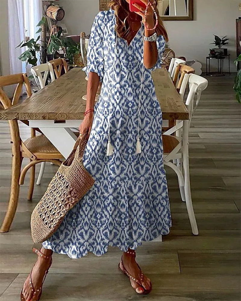 Vestido Maxi Boho para Invitada de Boda en Azul