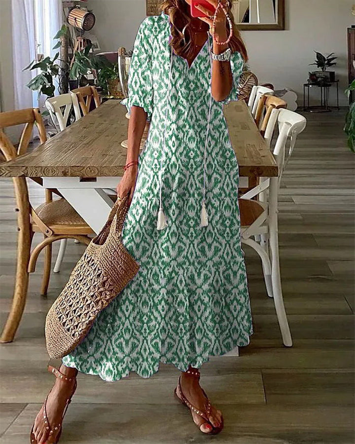 Vestido Maxi Boho para Invitada de Boda en Verde 1
