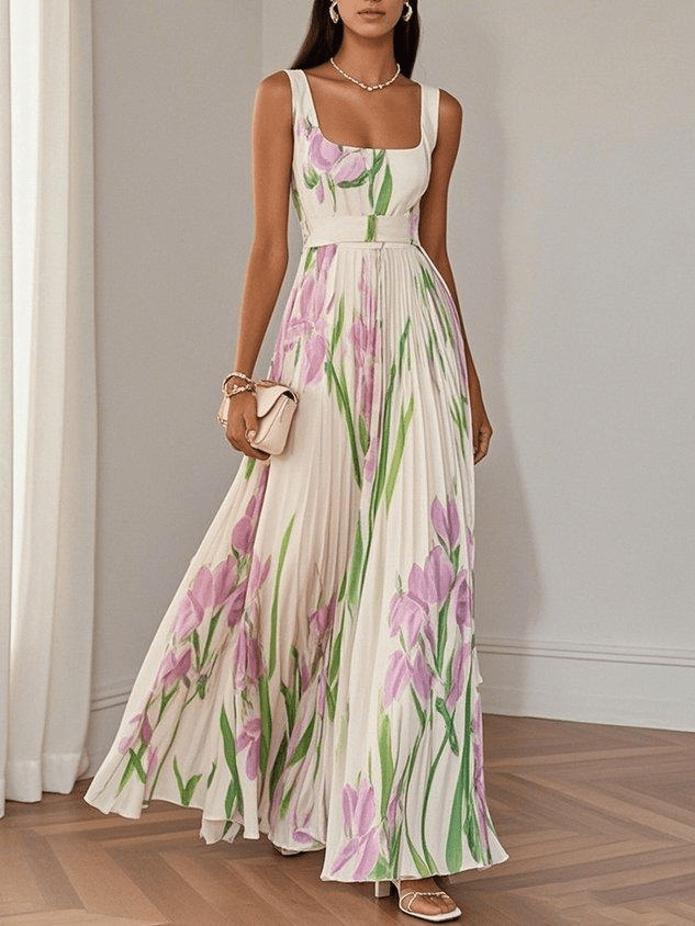 Vestido Maxi Chifón para Invitada de Boda Verano en Blanco