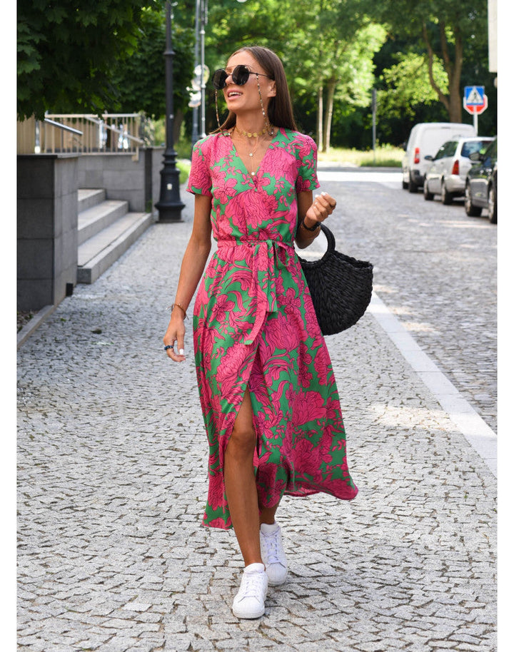 Vestido midi boho para invitada de boda en Rojo 2