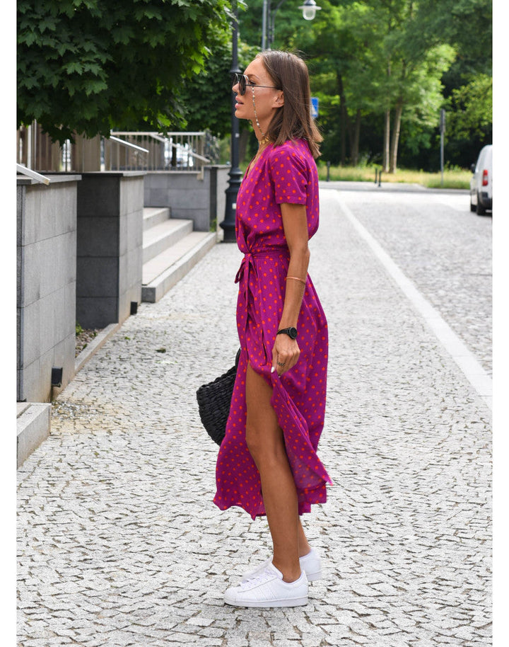 Vestido midi boho para invitada de boda en Rojo 3