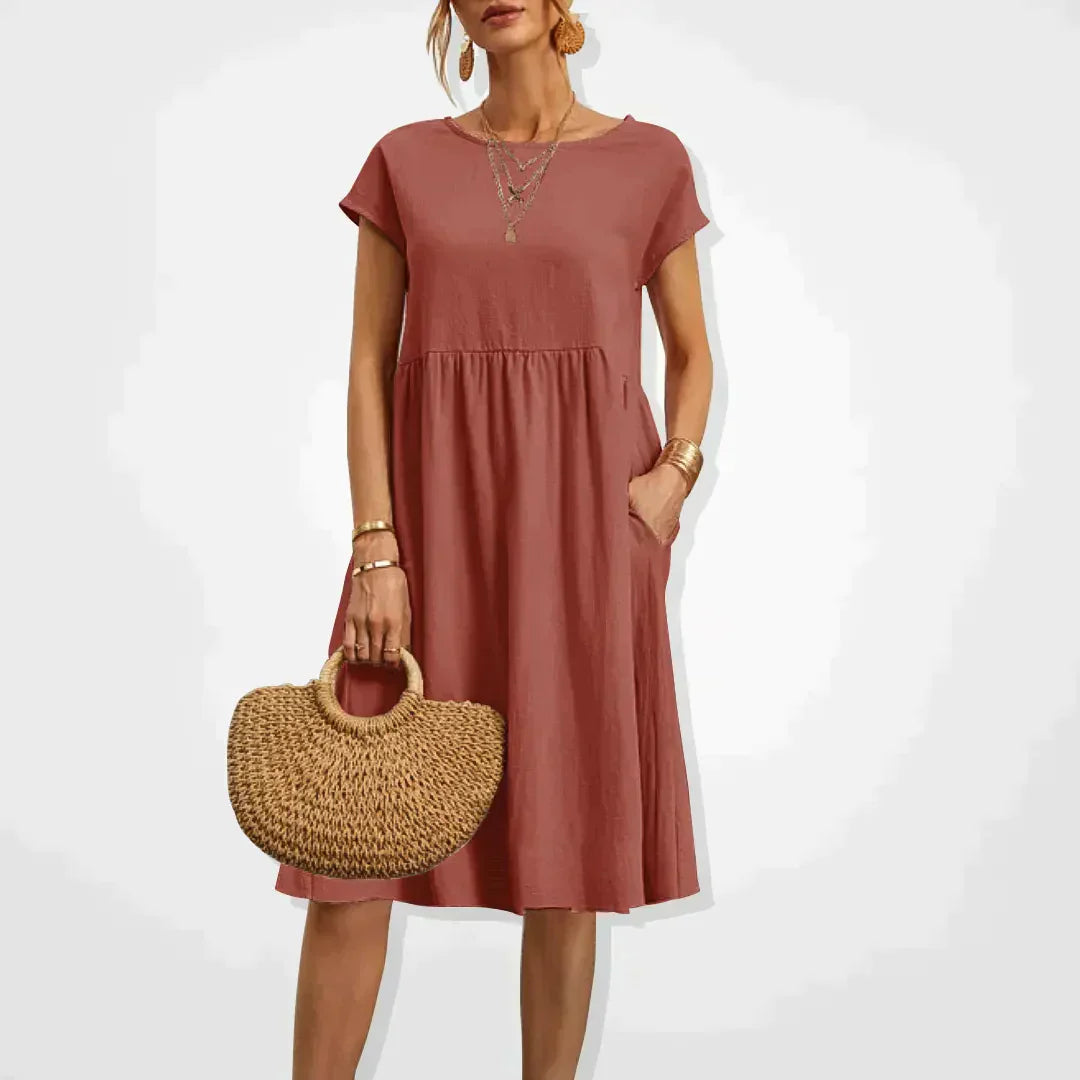 Vestido Midi de Lino Sofisticado