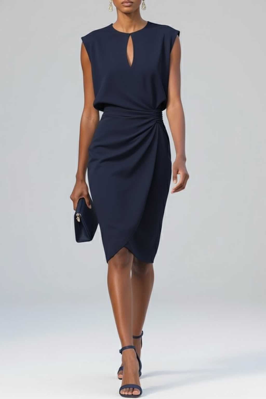 Vestido midi de verano con estilo elegante en Azul marino