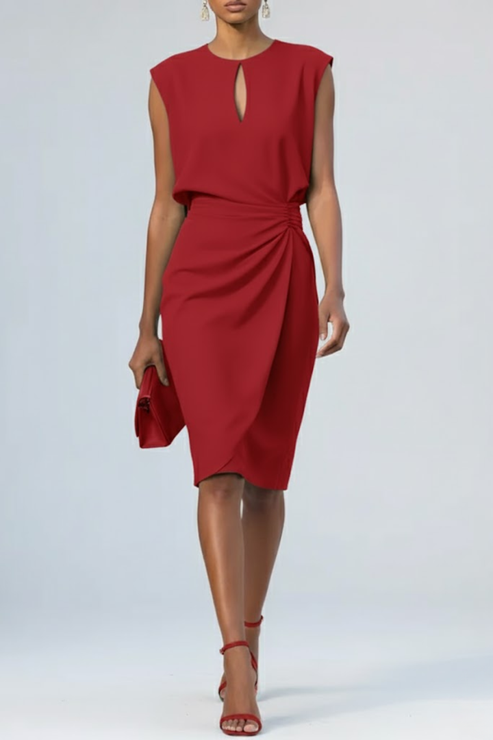 Vestido midi de verano con estilo elegante en Rojo