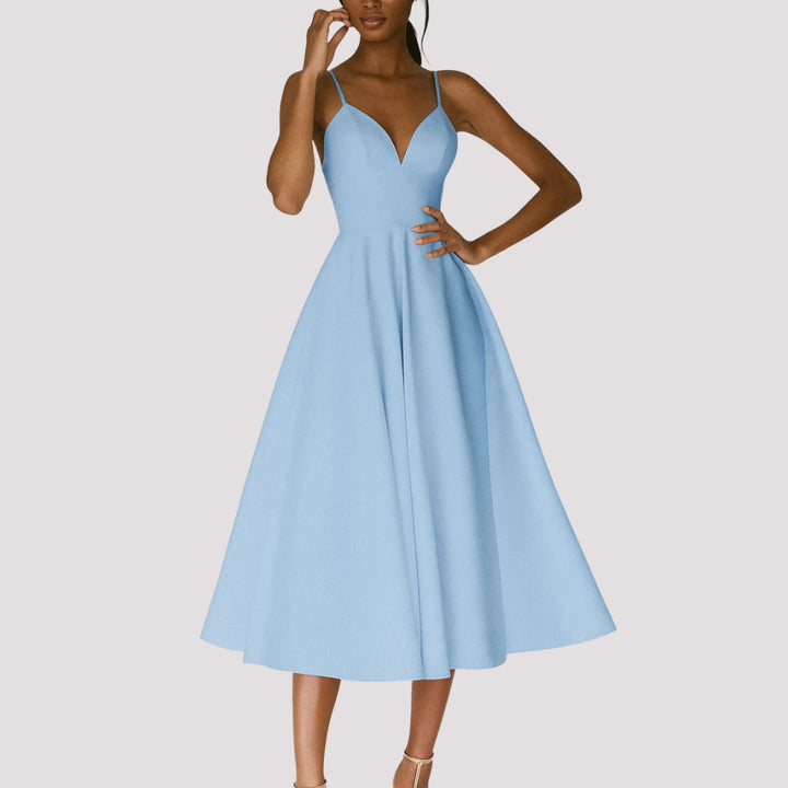Vestido Midi de Verano Elegante para Fiestas en Azul