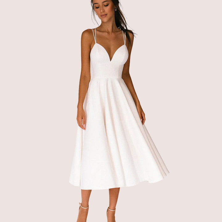 Vestido Midi de Verano Elegante para Fiestas en Blanco