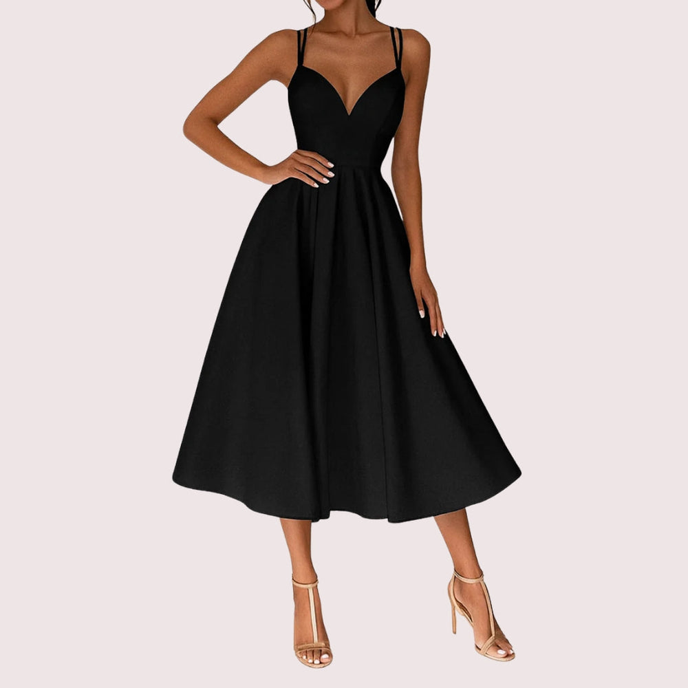 Vestido Midi de Verano Elegante para Fiestas en Negro