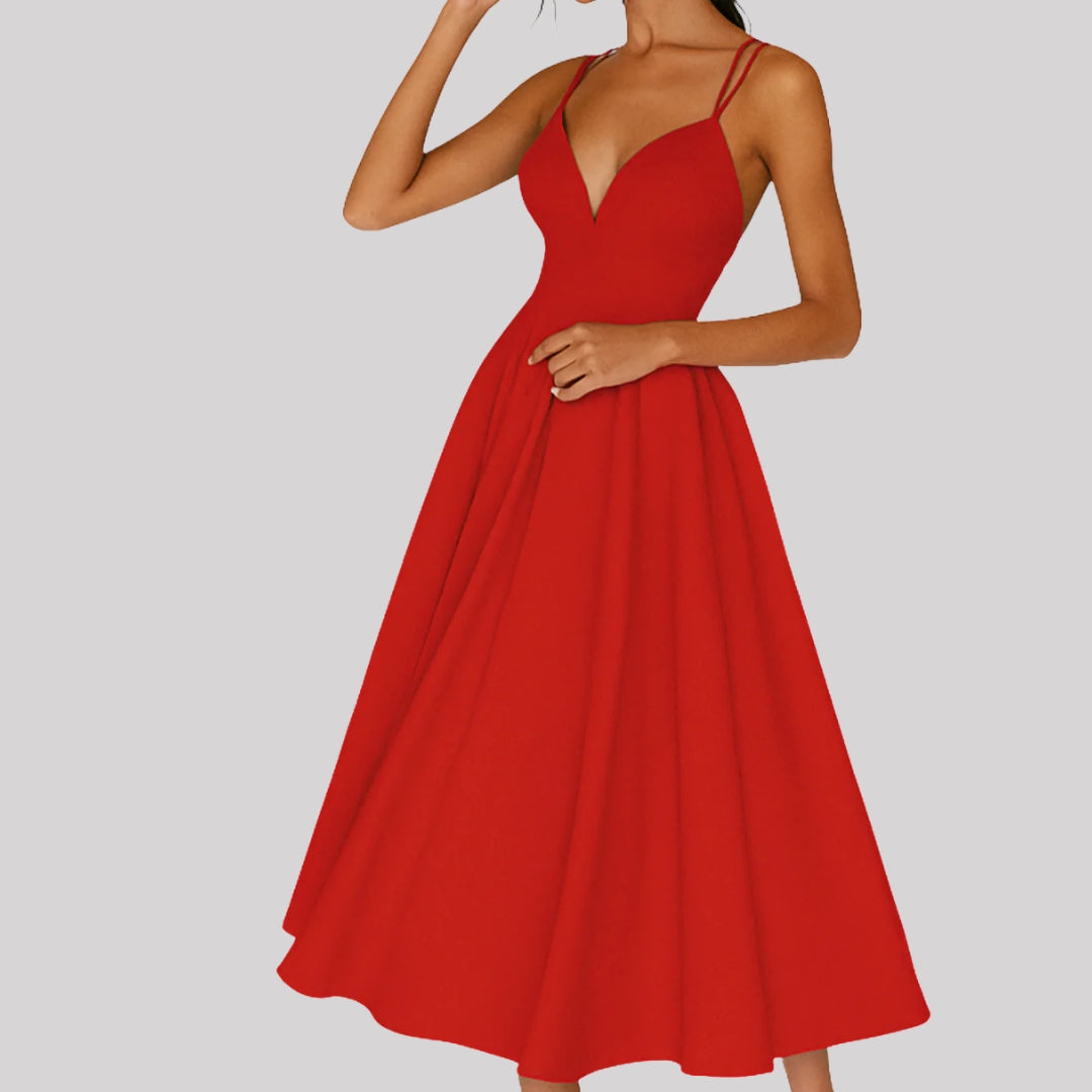 Vestido Midi de Verano Elegante para Fiestas en Rojo