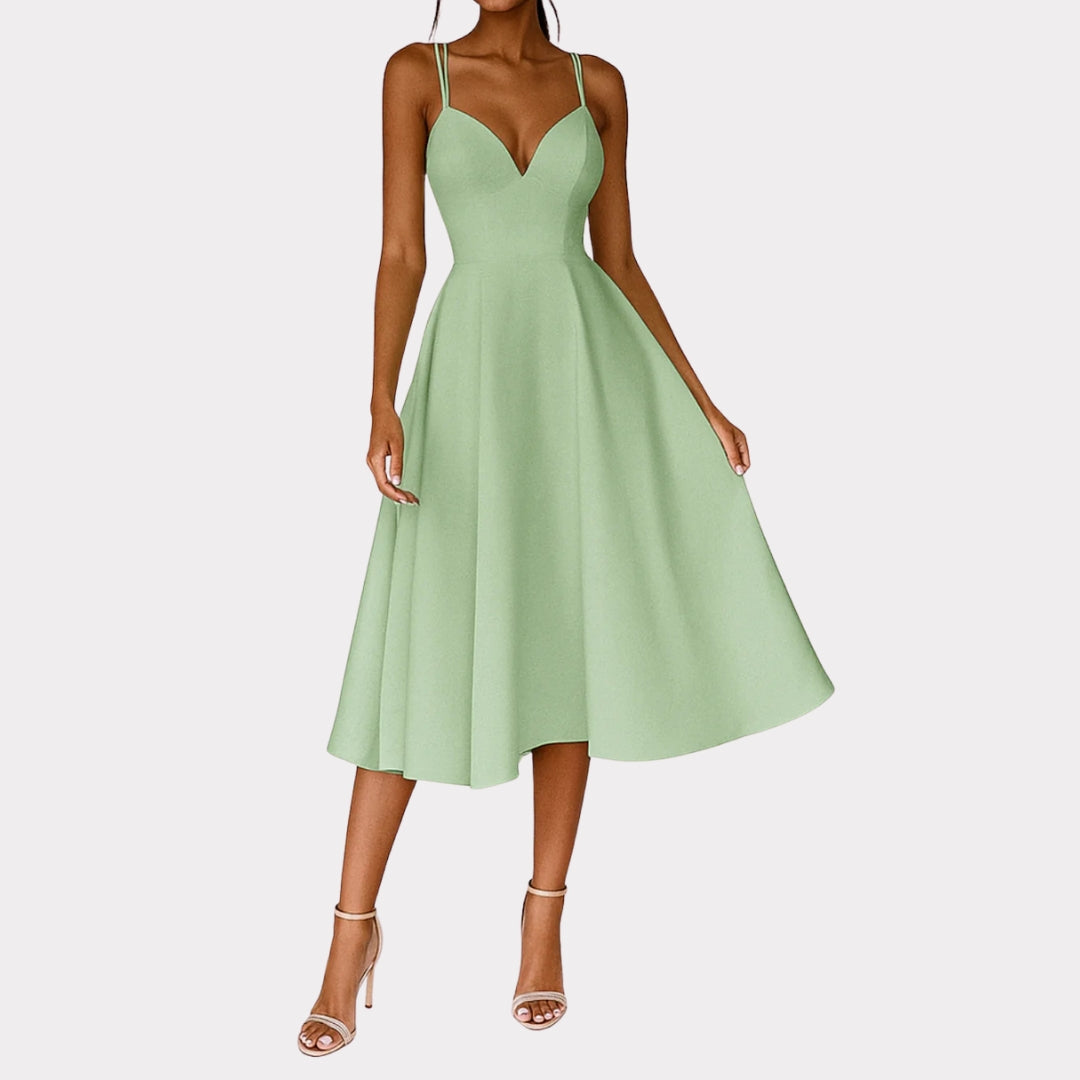 Vestido Midi de Verano Elegante para Fiestas en Verde