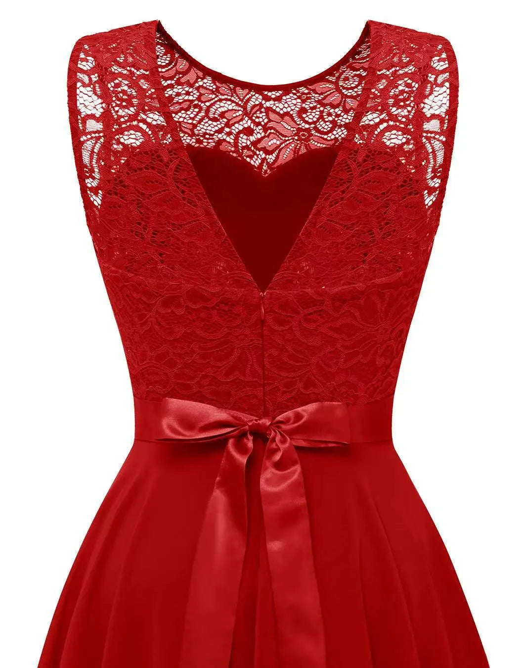 Vestido midi elegante de mujer para invitada de boda en Rojo oscuro 2