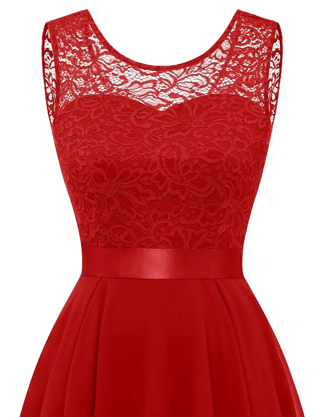 Vestido midi elegante de mujer para invitada de boda en Rojo oscuro 3
