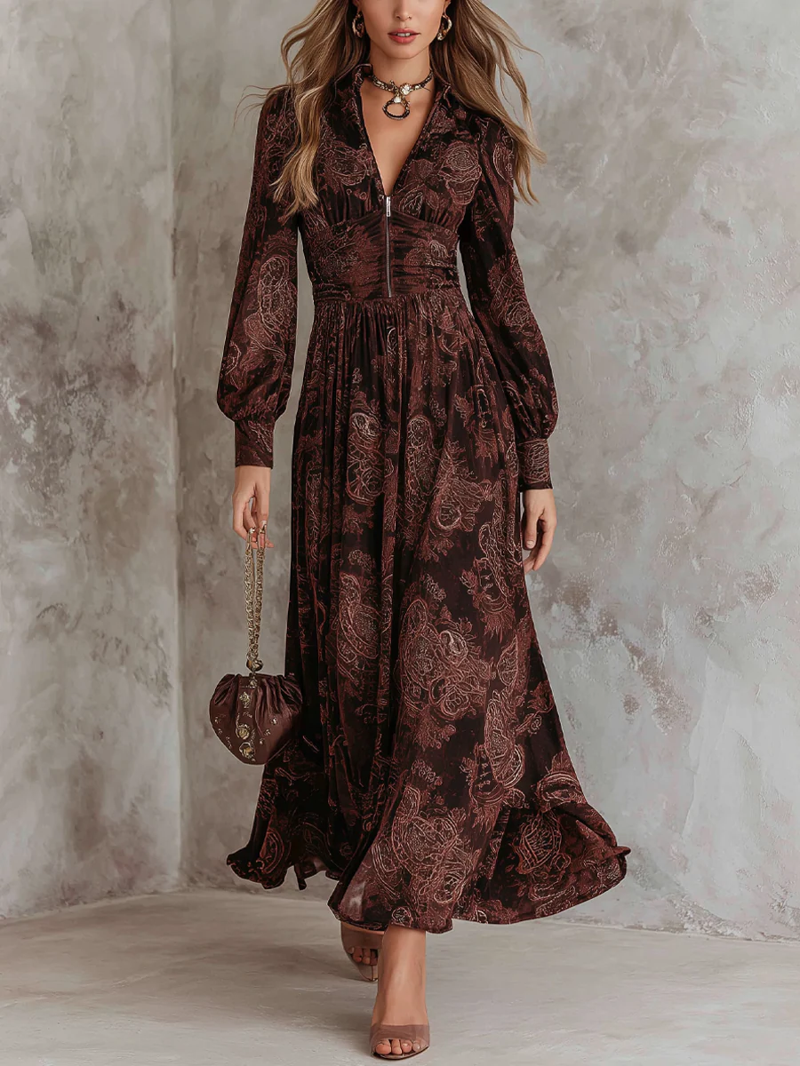 Vestido Midi Paisley de Invitada Otoño