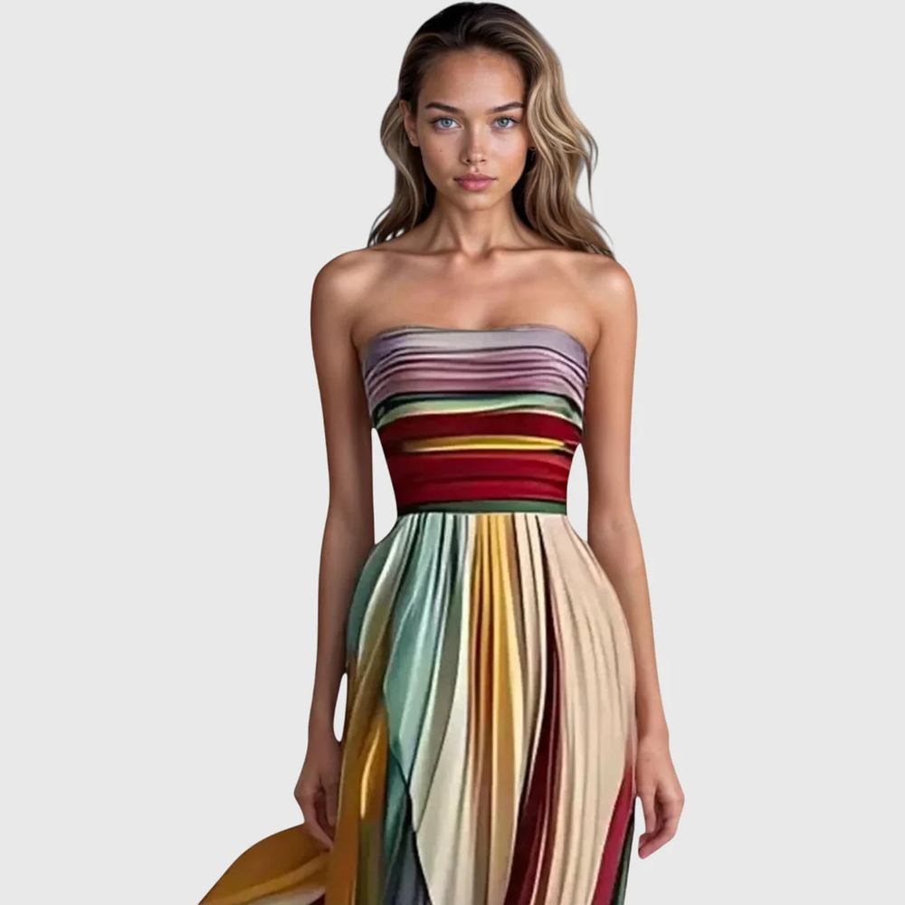 Vestido Mujer Maxi de Verano Elegante sin Tirantes (2)