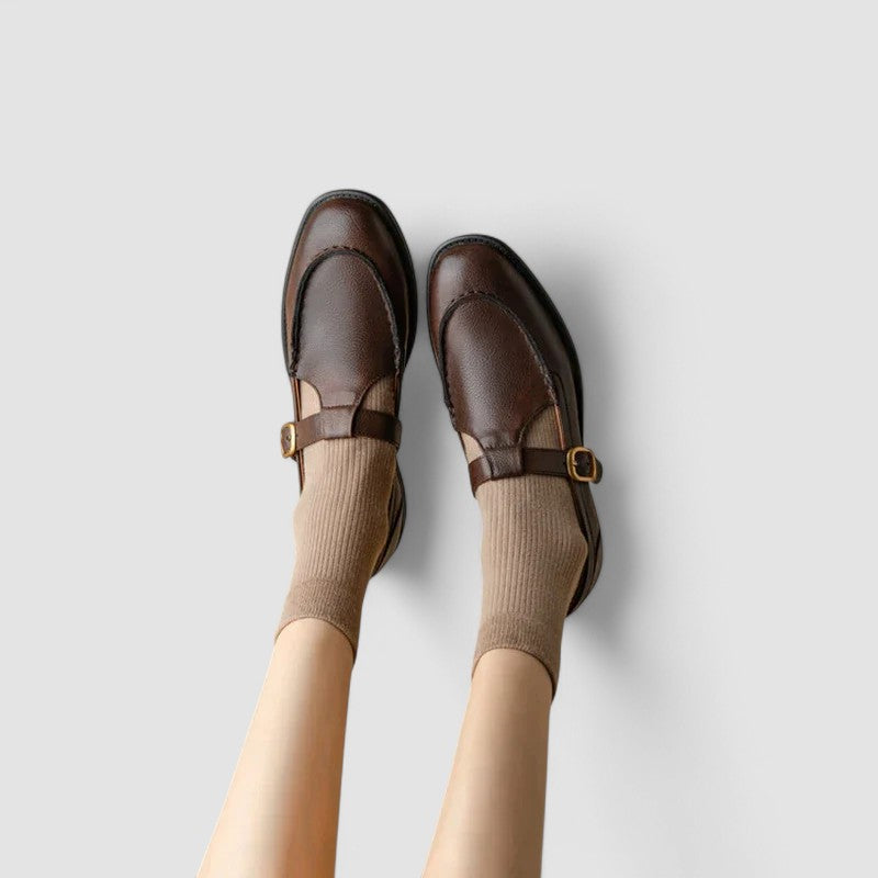 Zapatos Mary Jane Ortopédicos Clásicos en Marrón