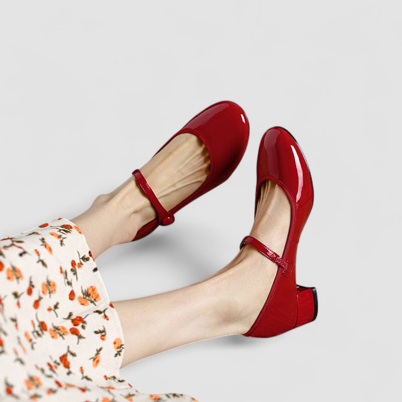 Zapatos Mary Jane Ortopédicos Elegantes en Rojo